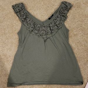 Dark Green ruffle top